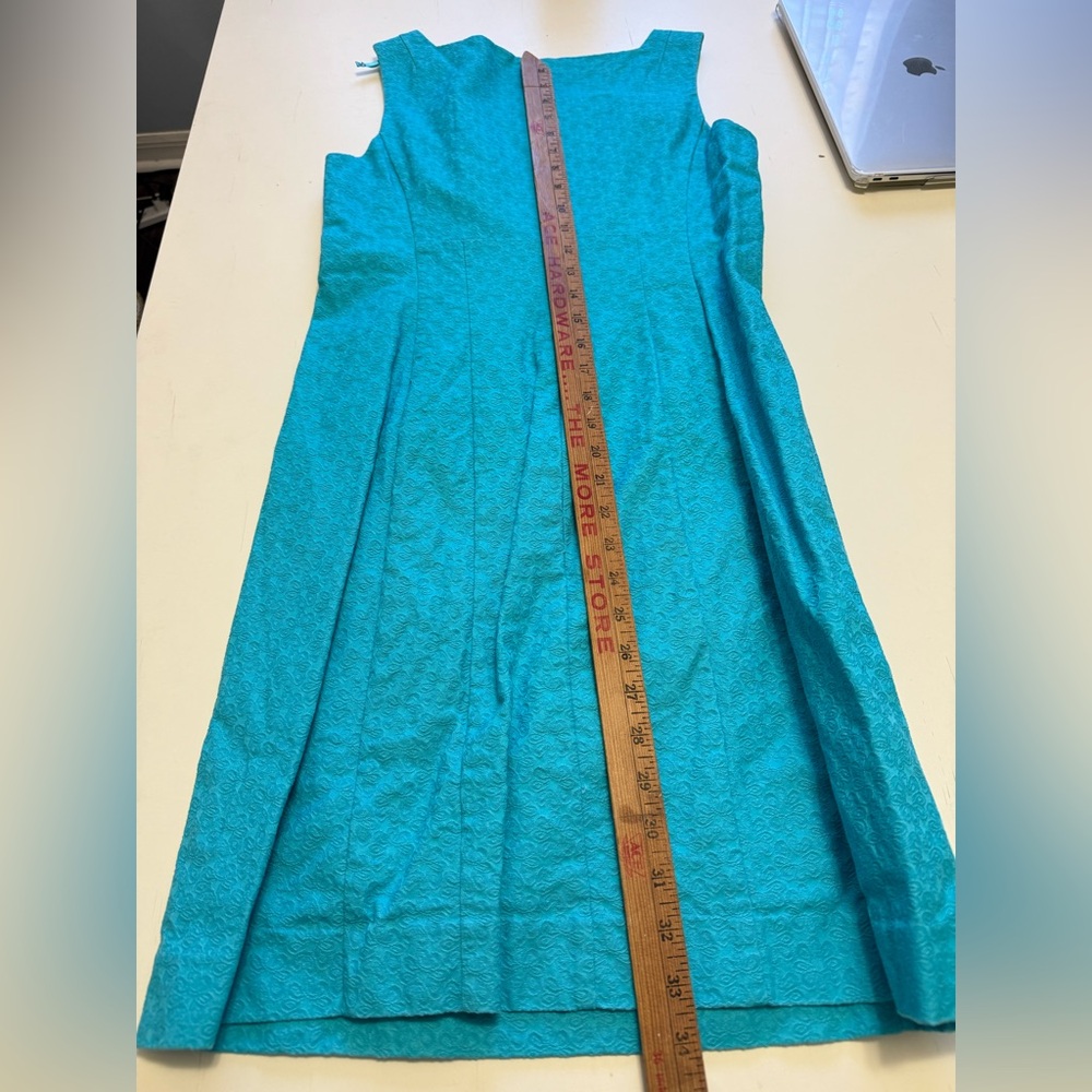 Lilly Pulitzer Adelson Jacquard Shift dress in turquoise pre-owned size 4 - Picture 5 of 7